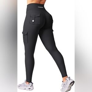 Women's Black Cargo Butt Lifting Leggings NWOT